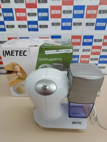 Rallador Eléctrico 150 W, Rodillo De Acero Inoxidable, Tolva De Aluminio, Recipiente Extraíble Con Tapa Frescura, Sistema De Seguridad, Imetec Grattugissima